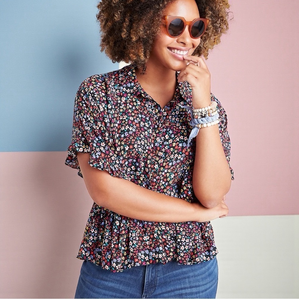 Anthropologie Maeve Women's Alexia Floral Printed Blouse Size Small